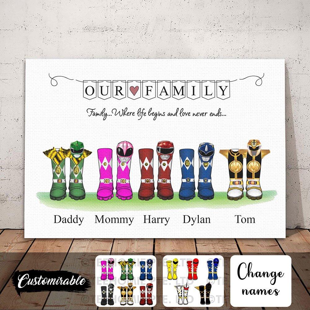 Customized Canvas Wall Art Power Ranger Boot Styles Family Trees Gift