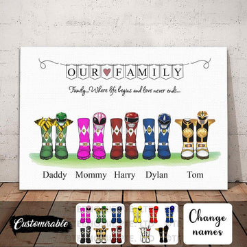 Customized Canvas Wall Art Power Ranger Boot Styles Family Trees Gift