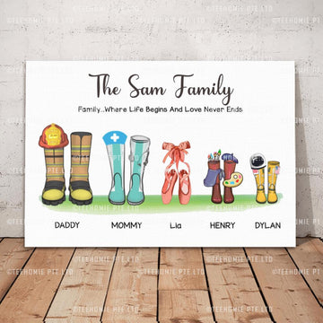 Customized Canvas Wall Art Occupation Boot Styles Family Trees Gift