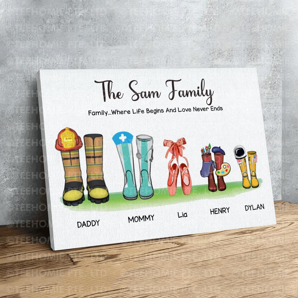 Customized Canvas Wall Art Occupation Boot Styles Family Trees Gift