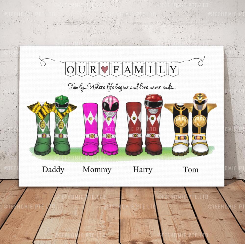 Customized Canvas Wall Art Power Ranger Boot Styles Family Trees Gift