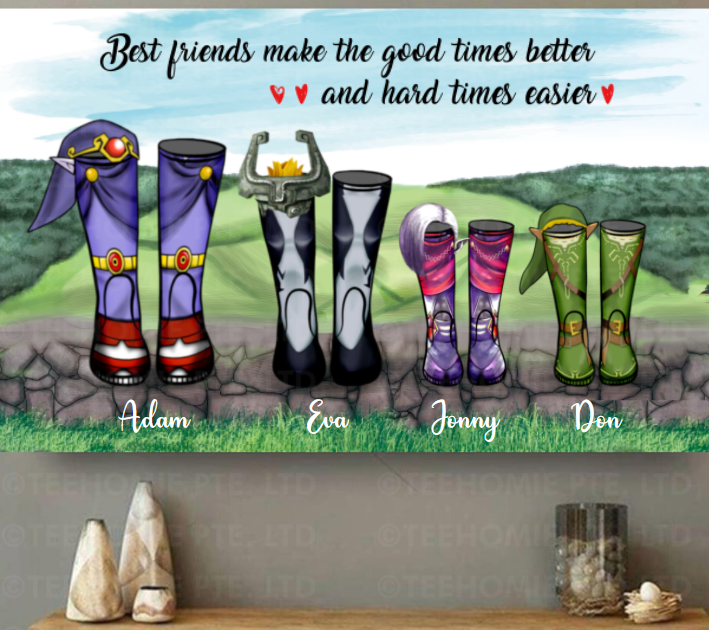 Personalized Canvas Poster Wall Art The legend Of Zelda - Best Friends Make The Good Times Better And Hard Times Easier