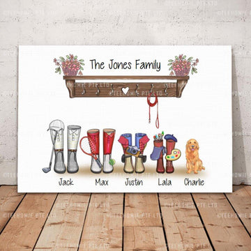 Customized Canvas Wall Art Boot Styles Family Trees Gift, Welcome To The Jones Family