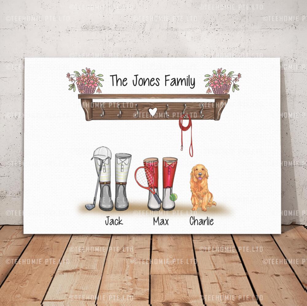 Customized Canvas Wall Art Boot Styles Family Trees Gift, Welcome To The Jones Family