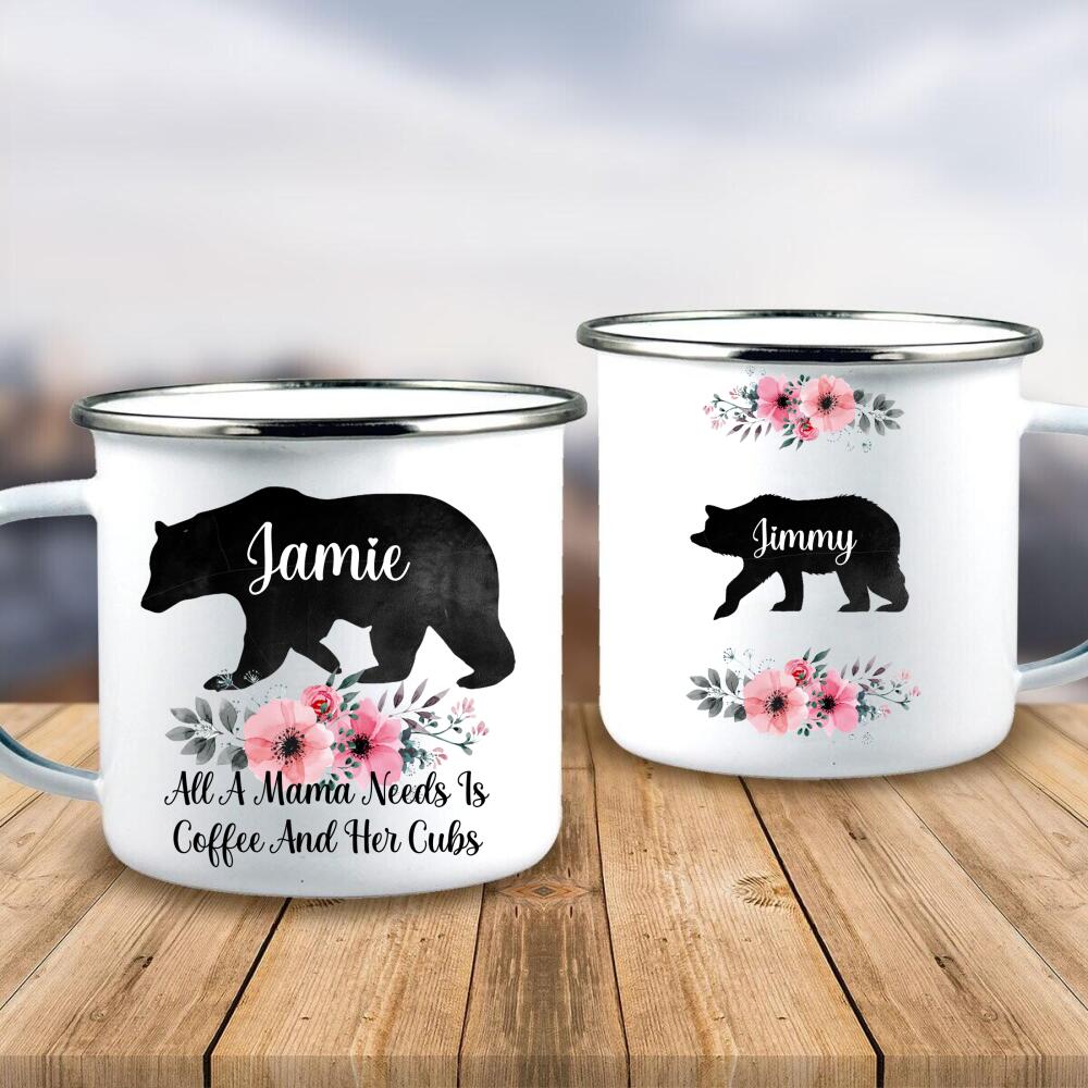 Personalized Mug Mama Bear All A Mama Bear Need Is Coffe And Her Cubs Mother's Day