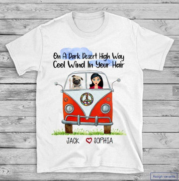 Personalised T-shirt Dog On a Dark Desert High Way