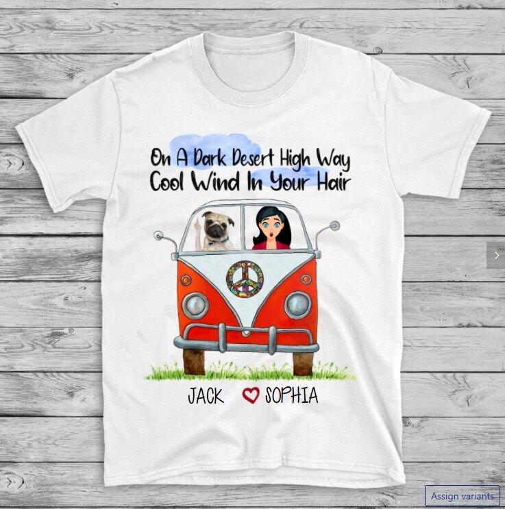 Personalised T-shirt Dog On a Dark Desert High Way