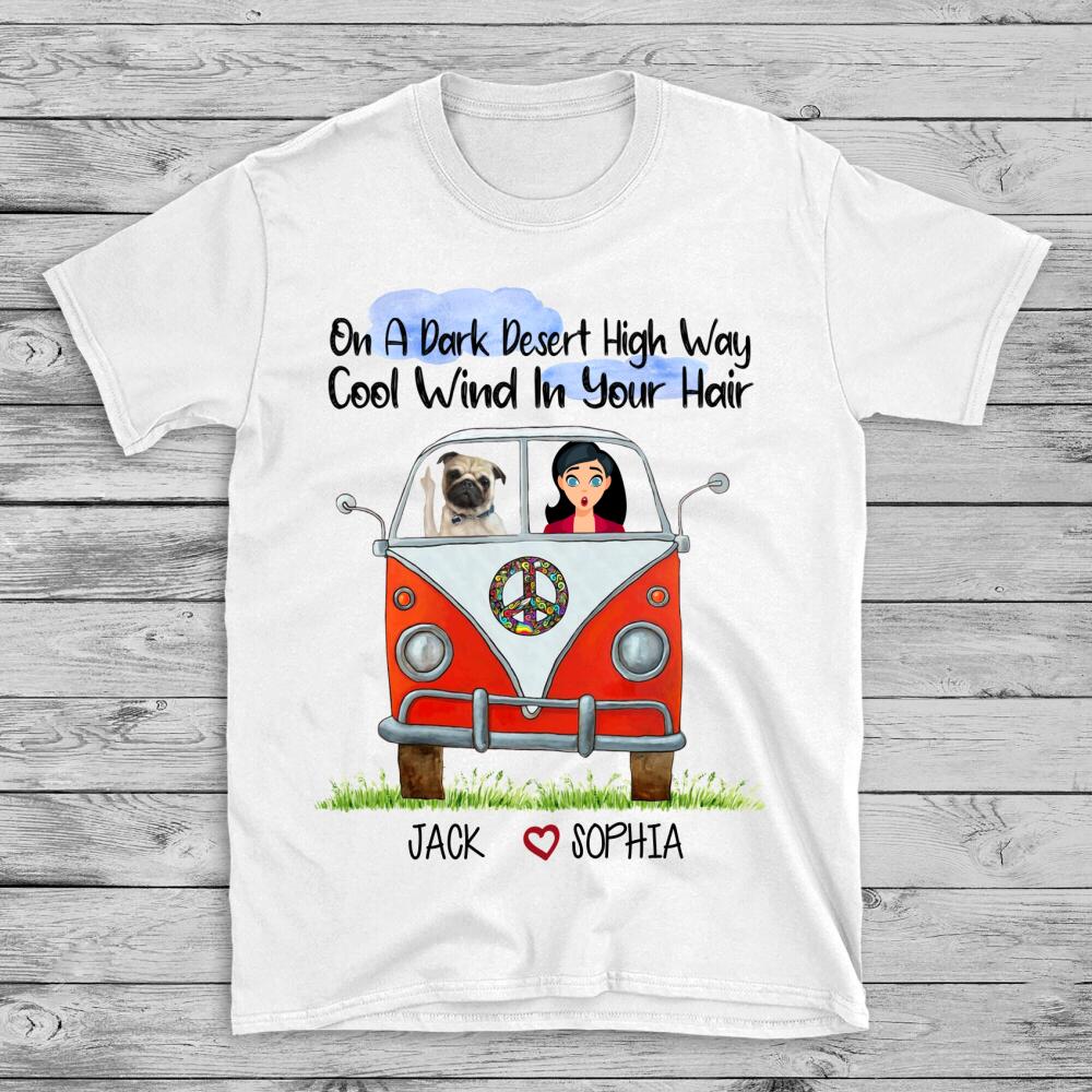 Personalised T-shirt Dog On a Dark Desert High Way