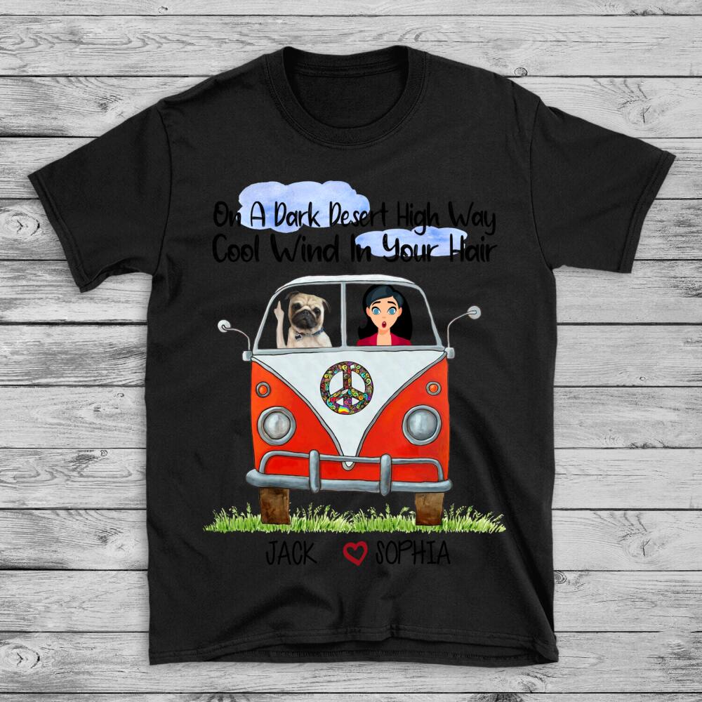 Personalised T-shirt Dog On a Dark Desert High Way
