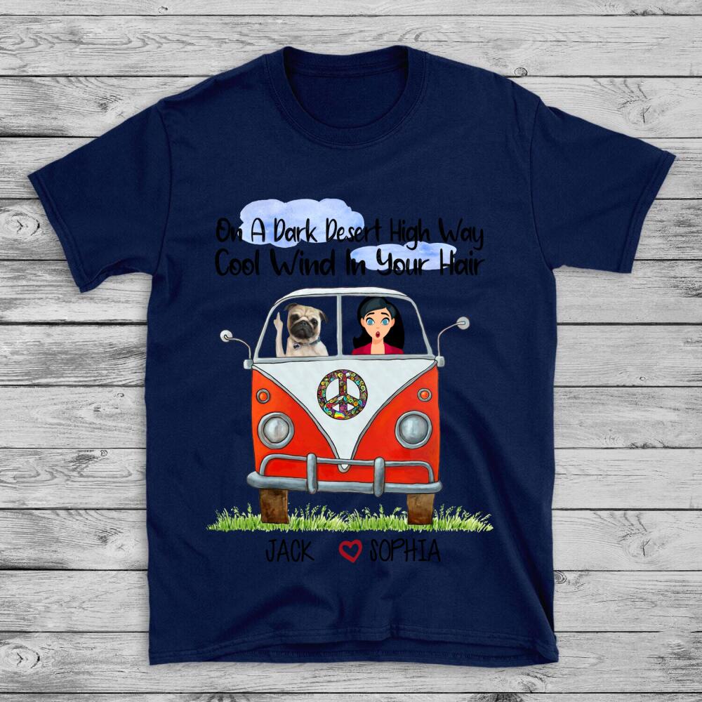 Personalised T-shirt Dog On a Dark Desert High Way