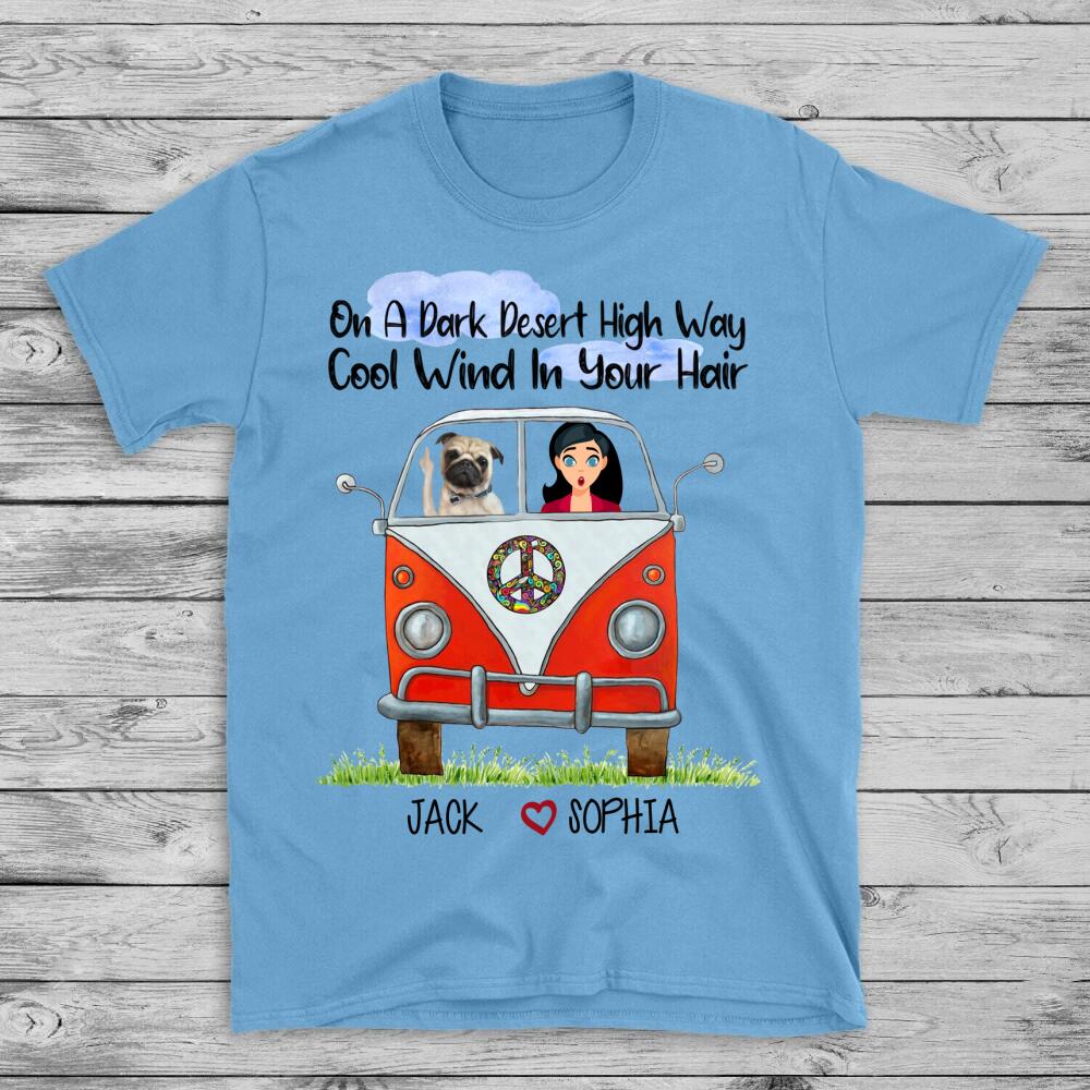 Personalised T-shirt Dog On a Dark Desert High Way