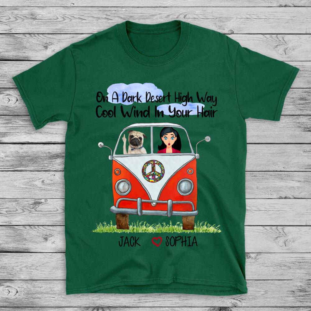 Personalised T-shirt Dog On a Dark Desert High Way