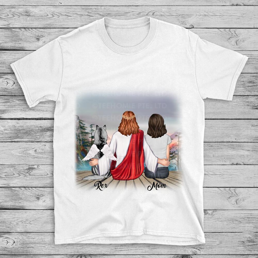 Personalized Dogs Memorial 2D T-shirts, Dog Mom Clothing With Jesus