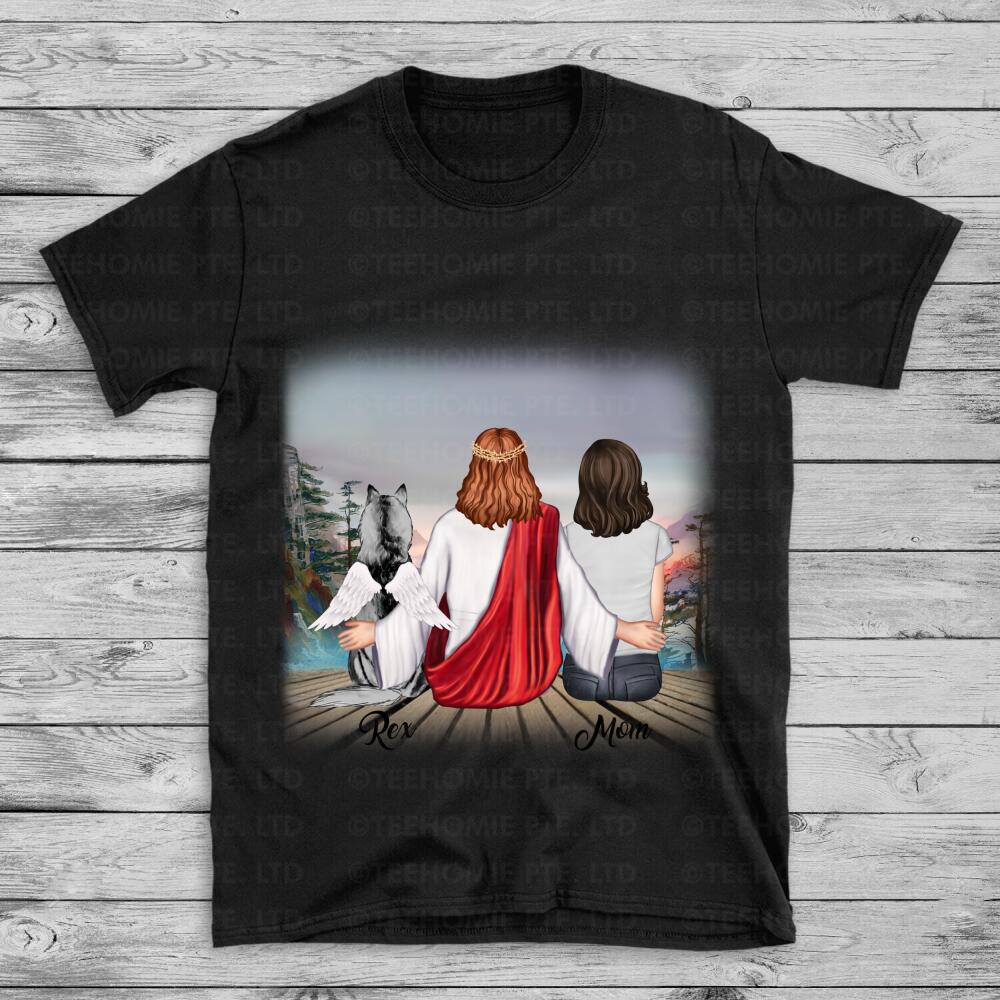 Personalized Dogs Memorial 2D T-shirts, Dog Mom Clothing With Jesus