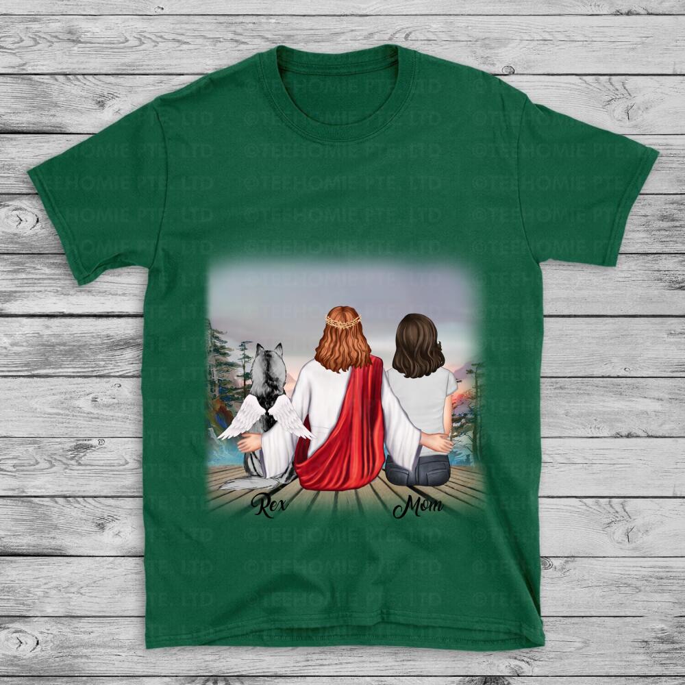 Personalized Dogs Memorial 2D T-shirts, Dog Mom Clothing With Jesus