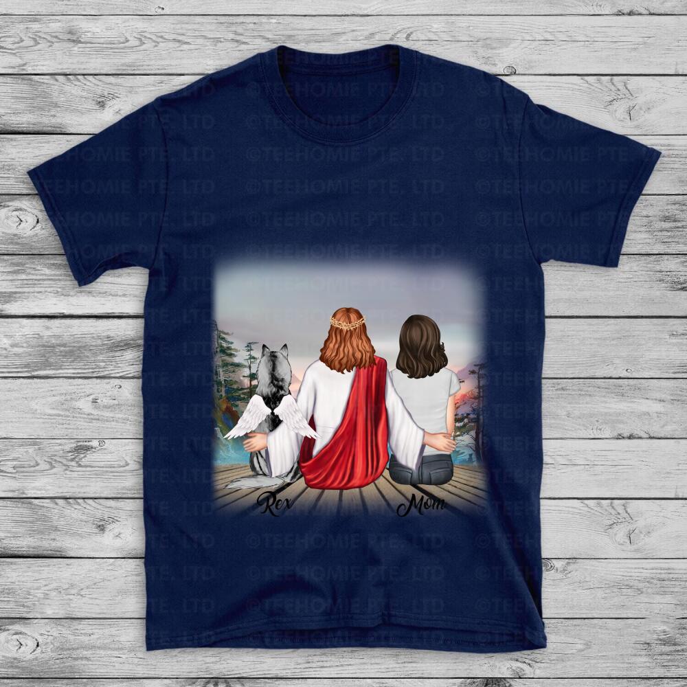 Personalized Dogs Memorial 2D T-shirts, Dog Mom Clothing With Jesus