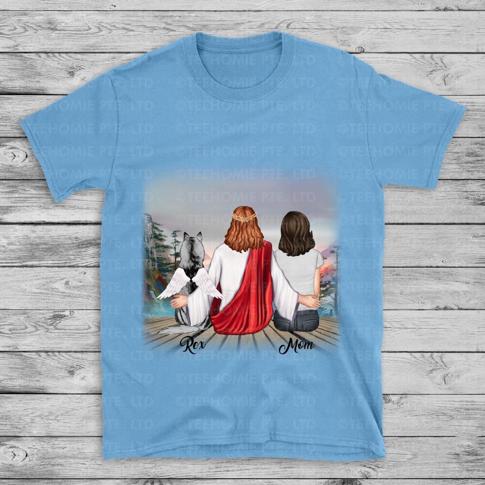 Personalized Dogs Memorial 2D T-shirts, Dog Mom Clothing With Jesus