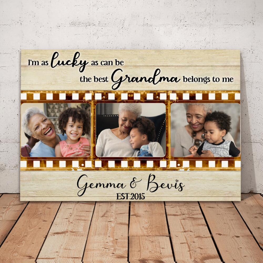 CustomsPig Personalized 3 Photo Canvas Grandma & Grandchild - Mother's Day Gift