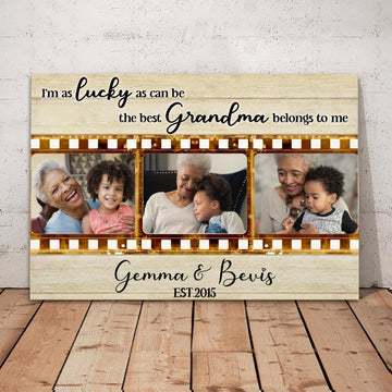 CustomsPig Personalized 3 Photo Canvas Grandma & Grandchild - Mother's Day Gift