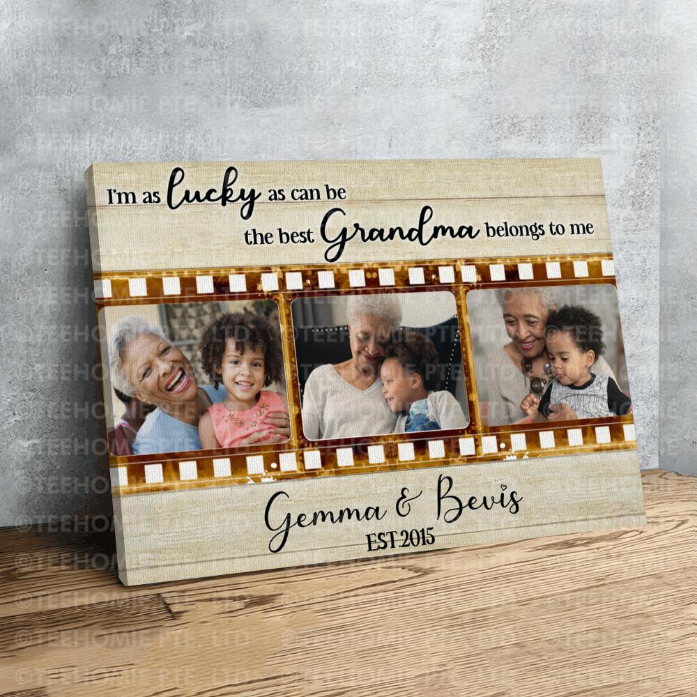 CustomsPig Personalized 3 Photo Canvas Grandma & Grandchild - Mother's Day Gift