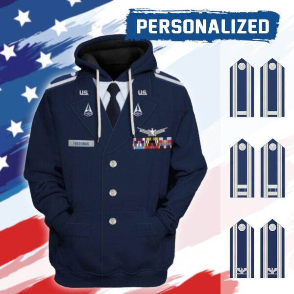 HumansBold Unisex Hoodie U.S Space Force Service Dress 3D Uniform-Officer