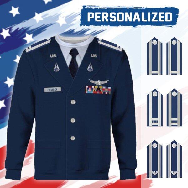HumansBold Unisex Sweatshirt U.S Space Force Service Dress 3D Uniform-Officer