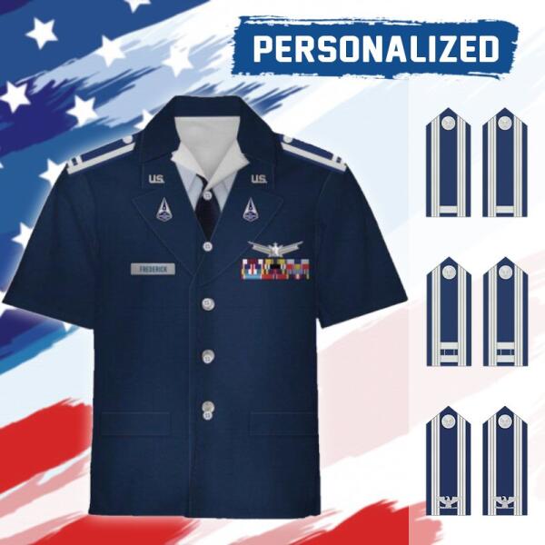 HumansBold Unisex Hawaiin Shirt U.S Space Force Service Dress 3D Uniform-Officer