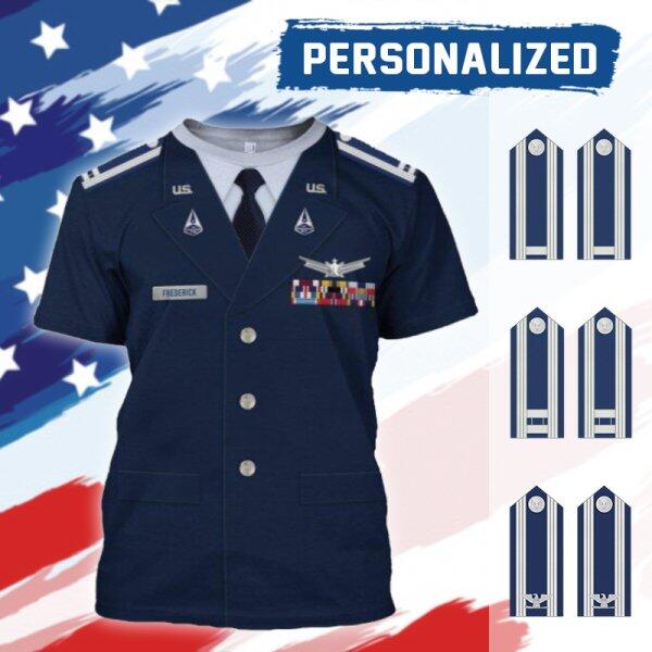 HumansBold Unisex T-Shirt U.S Space Force Service Dress 3D Uniform-Officer