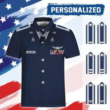 HumansBold Unisex Polo Shirt U.S Space Force Service Dress 3D Uniform-Officer