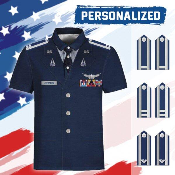 HumansBold Unisex Polo Shirt U.S Space Force Service Dress 3D Uniform-Officer