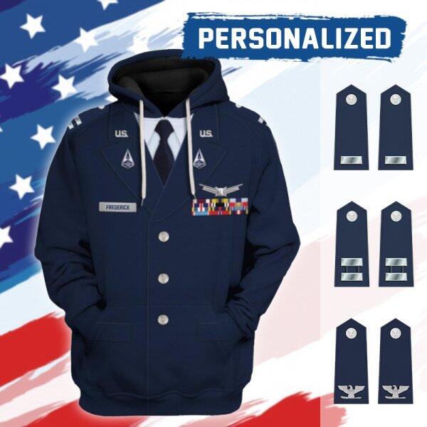 HumansBold Unisex Hoodie U.S Space Force Service Dress (Class A) 3D Uniform-Officer
