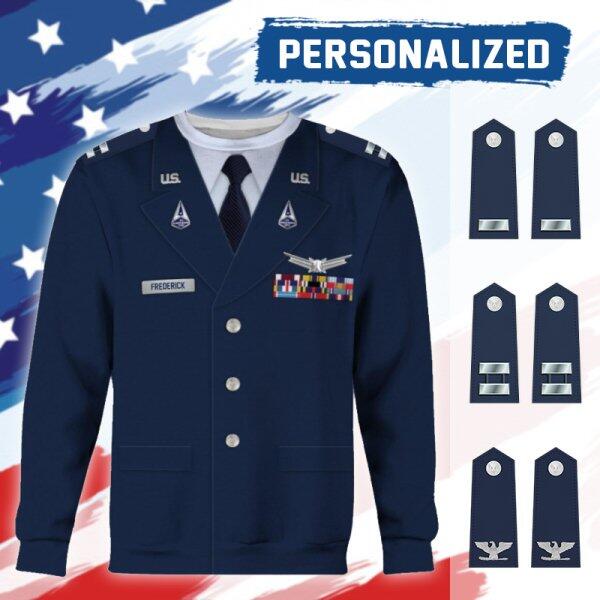 HumansBold Unisex Sweatshirt U.S Space Force Service Dress (Class A) 3D Uniform-Officer