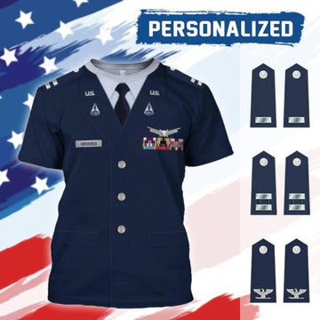 HumansBold Unisex T-shirt U.S Space Force Service Dress (Class A) 3D Uniform-Officer