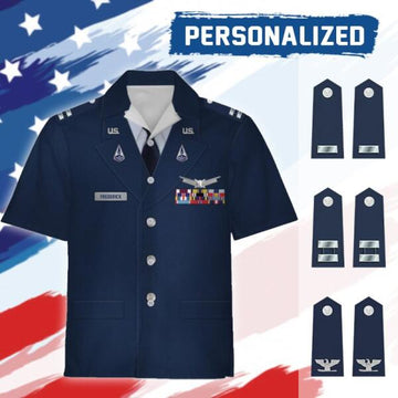 HumansBold Unisex Hawaiian Shirt U.S Space Force Service Dress (Class A) 3D Uniform-Officer