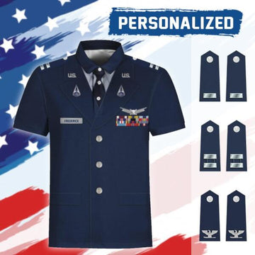HumansBold Unisex Polo Shirt U.S Space Force Service Dress (Class A) 3D Uniform-Officer