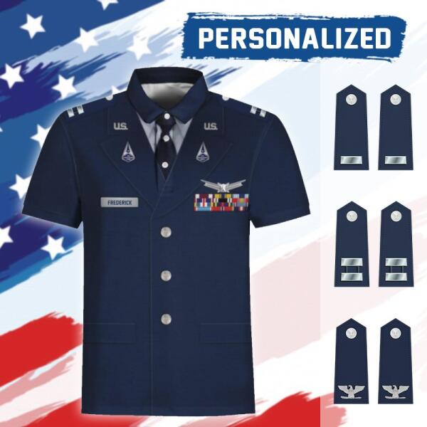 HumansBold Unisex Polo Shirt U.S Space Force Service Dress (Class A) 3D Uniform-Officer