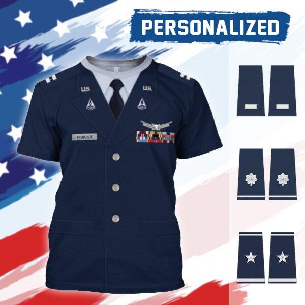 HumansBold Unisex T-shirt U.S Space Force Service Dress (Class B) 3D Uniform-Officer
