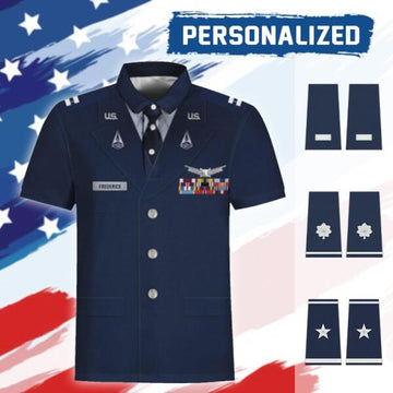 HumansBold Unisex Polo Shirt U.S Space Force Service Dress (Class B) 3D Uniform-Officer