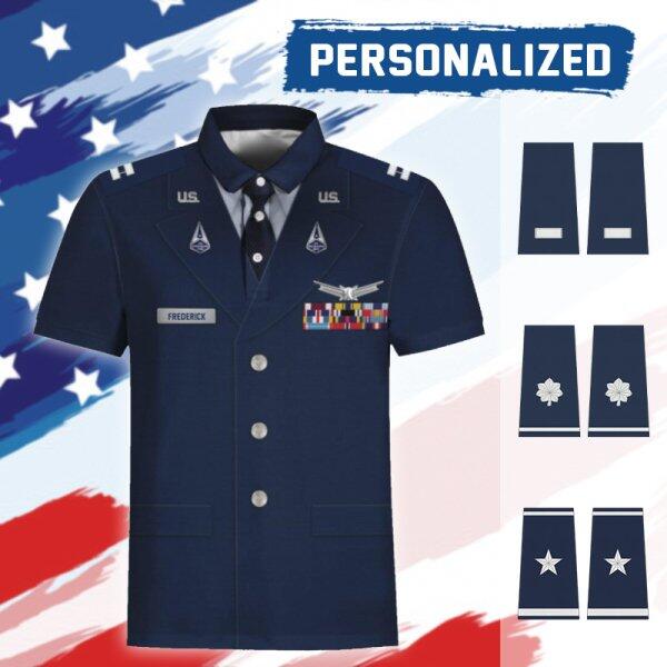 HumansBold Unisex Polo Shirt U.S Space Force Service Dress (Class B) 3D Uniform-Officer