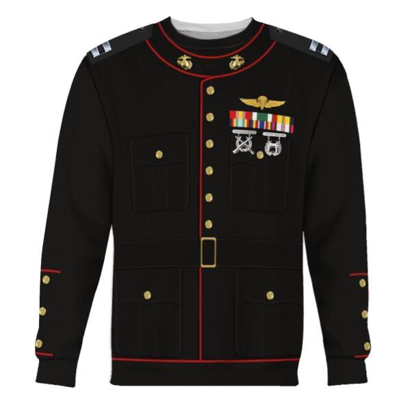 HumansBold Unisex Sweatshirt U.S Marine Corps Blue Service Uniform 3D Uniform-Officer