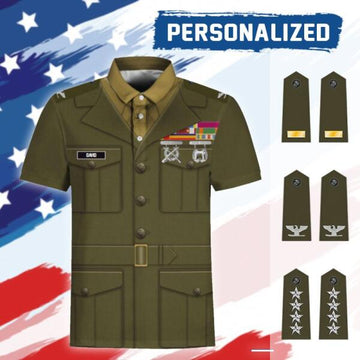HumansBold Unisex Polo Shirt U.S Marine Corps Green Service Uniform 3D Uniform-Officer