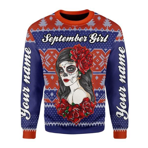 Customspig Personalized Name Sweatshirt September Girl All Over Printed