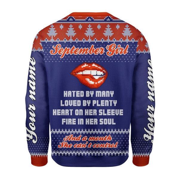 Customspig Personalized Name Sweatshirt September Girl All Over Printed