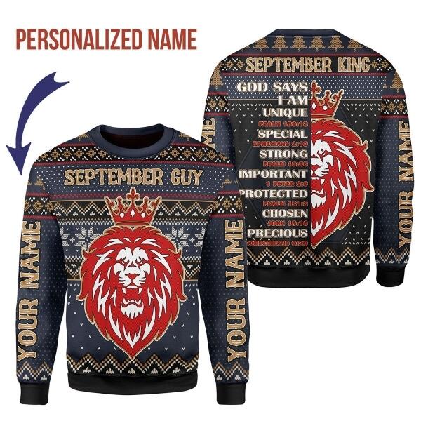 CustomsPig Personalized Ugly Sweater September Guy All Over Printed