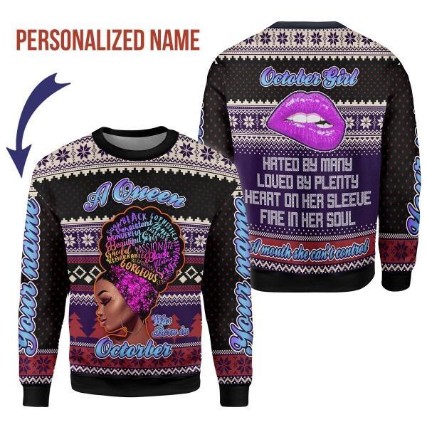 CustomsPig Personalized Tops A Queen Was Born In October All Over Printed