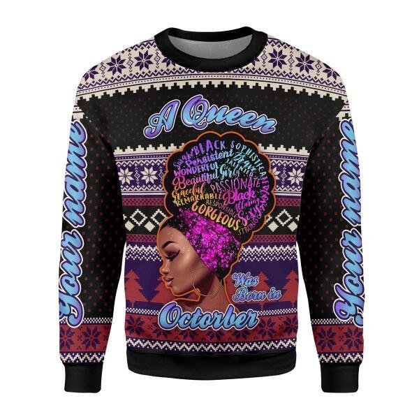 CustomsPig Personalized Tops A Queen Was Born In October All Over Printed