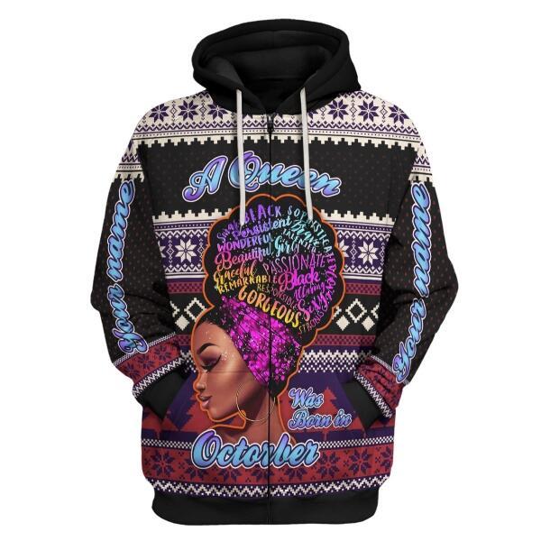 CustomsPig Personalized Tops A Queen Was Born In October All Over Printed