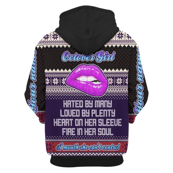 CustomsPig Personalized Hoodie A Queen Was Born In October All Over Printed