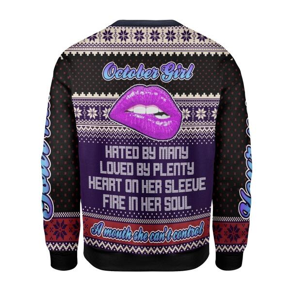 Customspig Personalized Sweatshirt A Queen Was Born In October All Over Printed