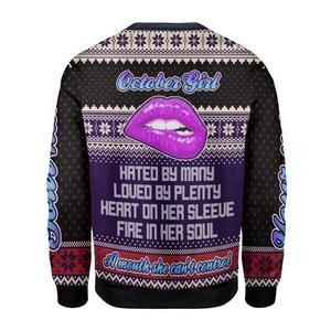 CustomsPig Personalized Ugly Sweater A Queen Was Born In October All Over Printed